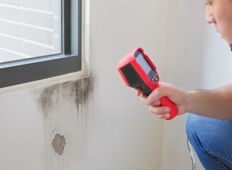 Inspecting wall for moisture damage